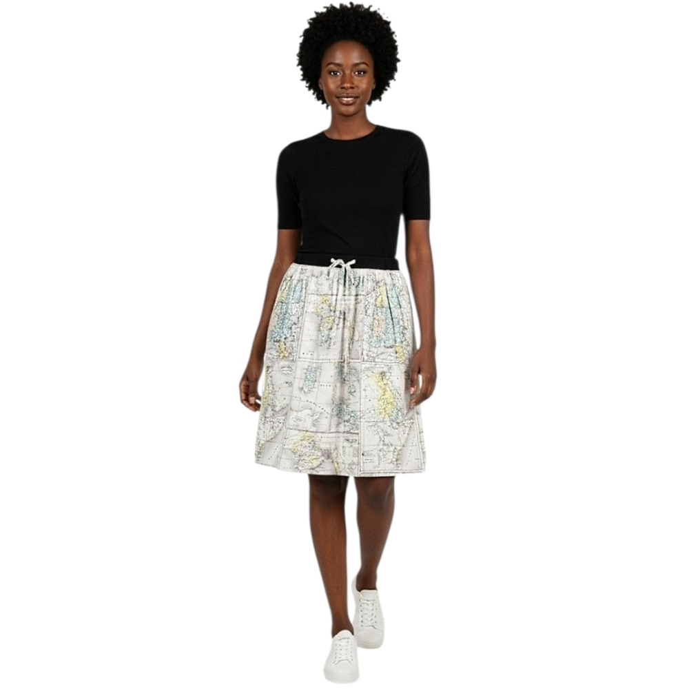 T Cortefield A-Line Old World Map Print Skirt